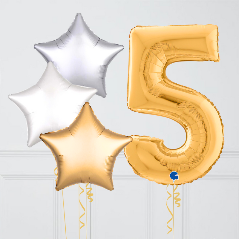 Inflated Golden Stylish Metallic Birthday Balloon Number