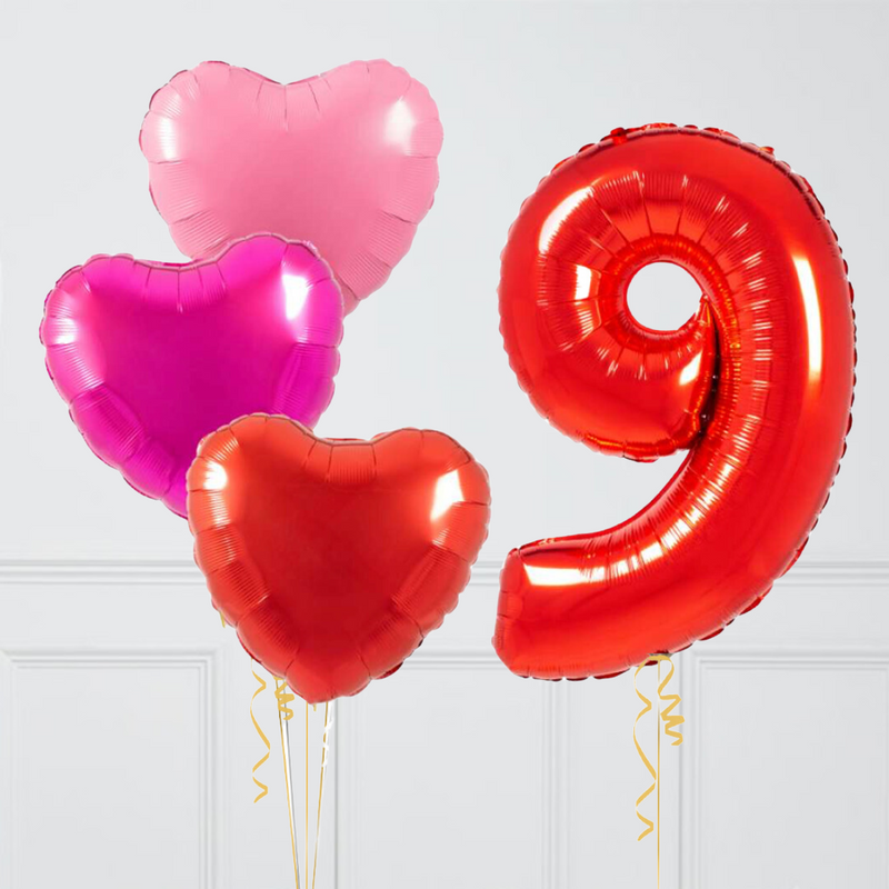 Inflated Loved Up Red Birthday Balloon Numbers