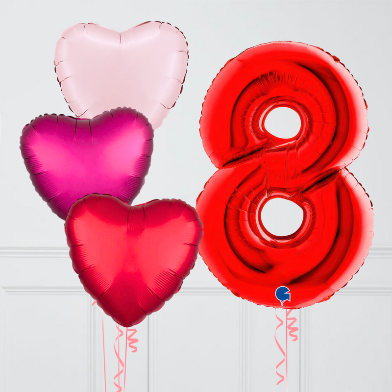 Inflated Loved Up Red Birthday Balloon Number