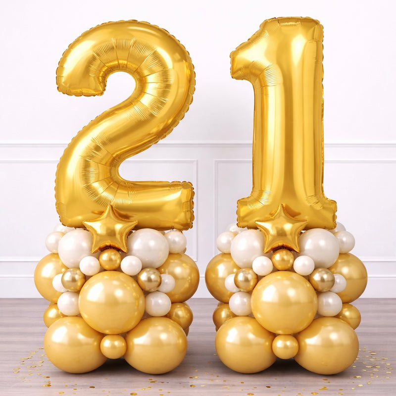 Inflated Number Balloon Stack – Gold Chrome | Balloonfactory.ie ...