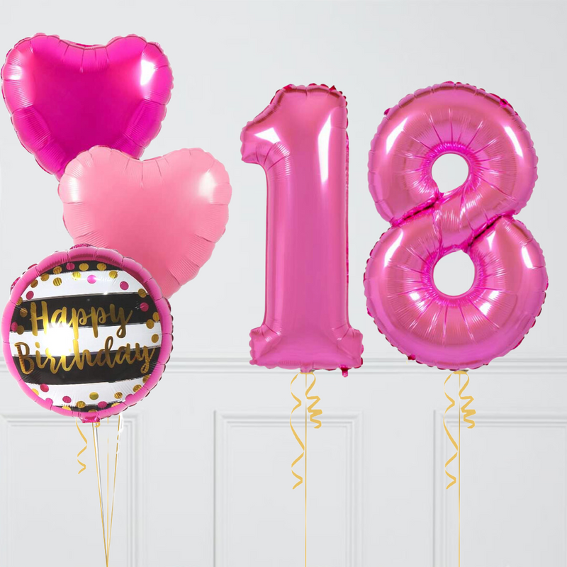 Inflated Pink Ombre Birthday Balloon Numbers