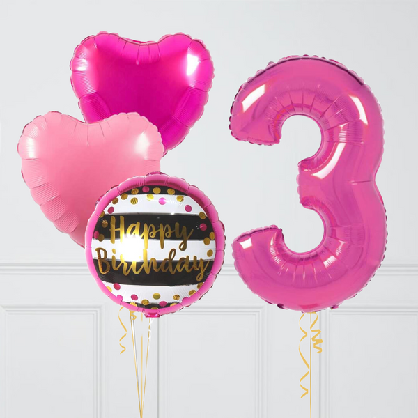 Inflated Pink Ombre Birthday Balloon Numbers