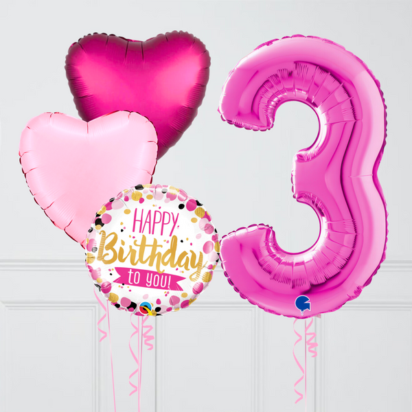 Inflated Pink Ombre Birthday Balloon Number