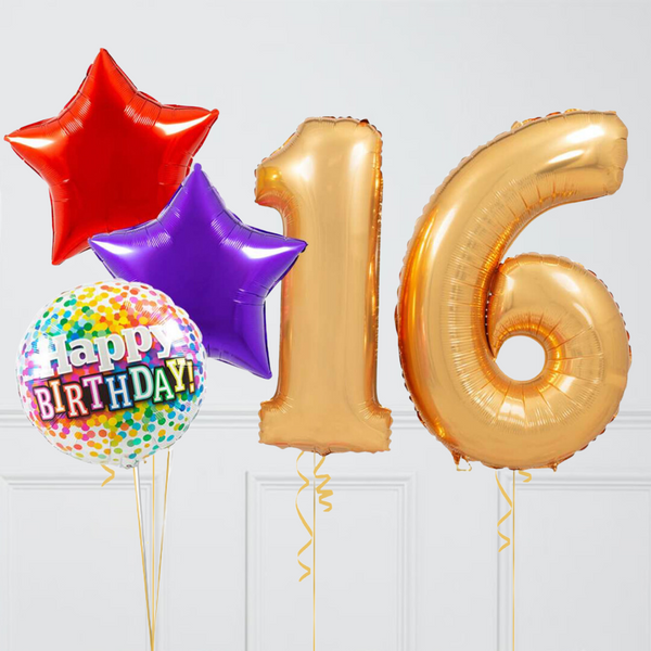 Inflated Rainbow Birthday Balloon Numbers
