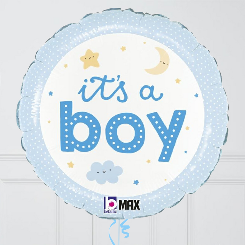 It's A Boy Baby Blue Stars Inflated Foil Balloon Bunch