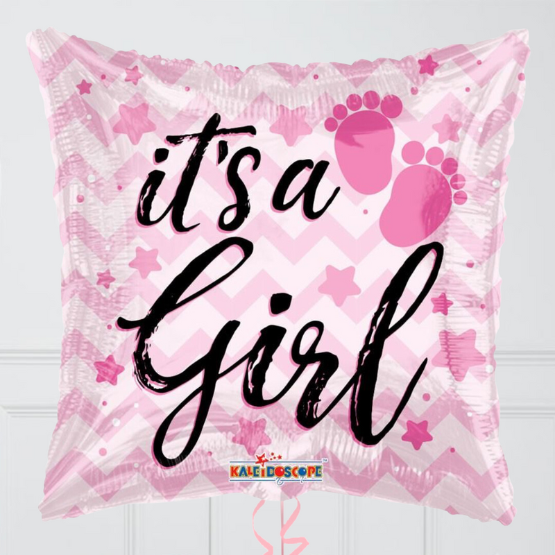 It's A Girl Baby Feet Inflated Foil Balloon Bunch