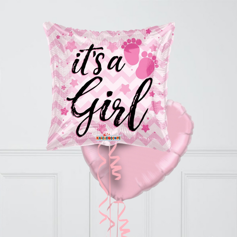 It's A Girl Baby Feet Inflated Foil Balloon Bunch