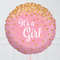 It's A Girl Baby Pink Confetti Hearts Inflated Foil Balloon Bunch