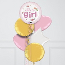 It's A Girl Baby Pink Inflated Foil Balloon Bunch