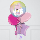 It's A Girl Baby Unicorn Inflated Foil Balloon Bunch