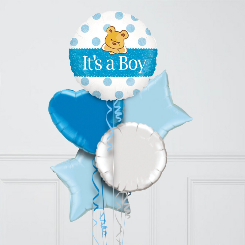 It's a Boy! Teddy Bear Inflated Foil Balloon Bunch