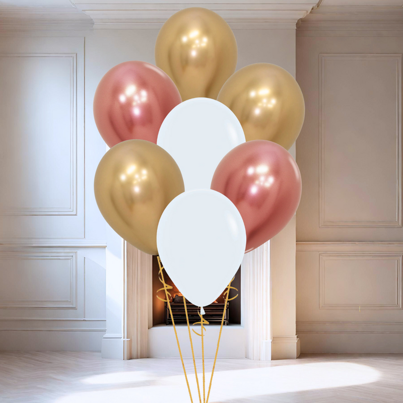 Copper Chrome Party Helium Latex Balloon Bunch