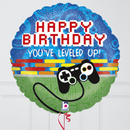 Level Up Gamer Happy Birthday Inflated Foil Balloon Bunch