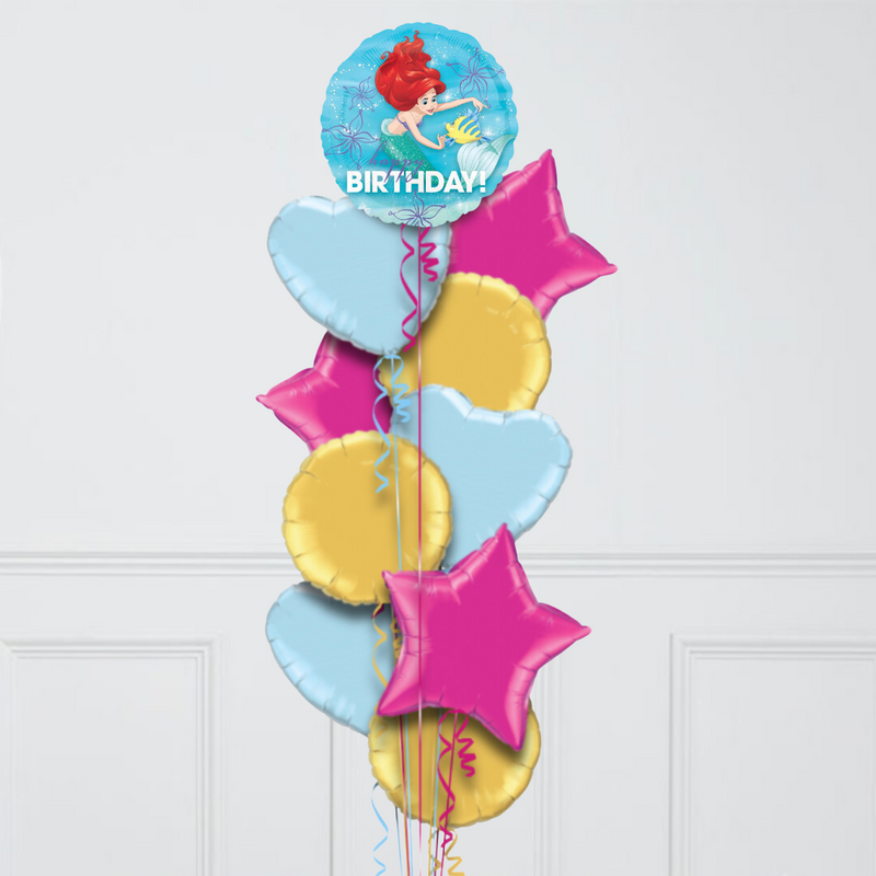 Little Mermaid Ariel Birthday Inflated Balloon Bunch