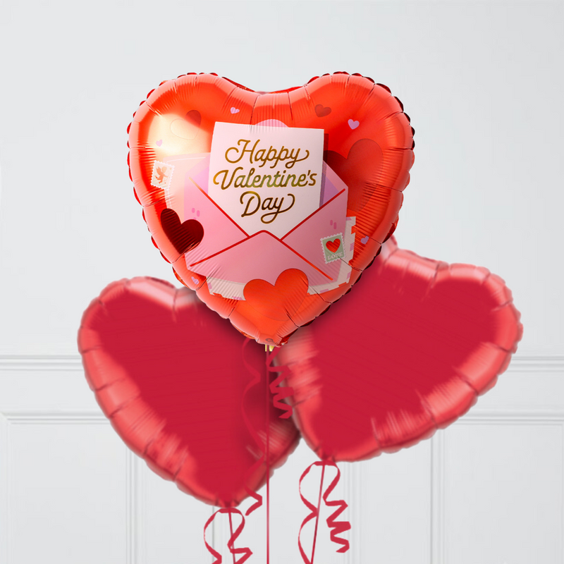 Love Letters Valentine's Day Hearts Inflated Foil Balloon Bunch