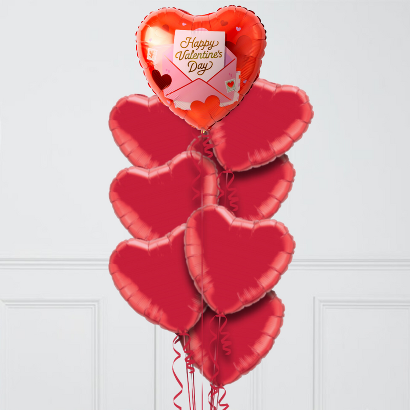 Love Letters Valentine's Day Hearts Inflated Foil Balloon Bunch