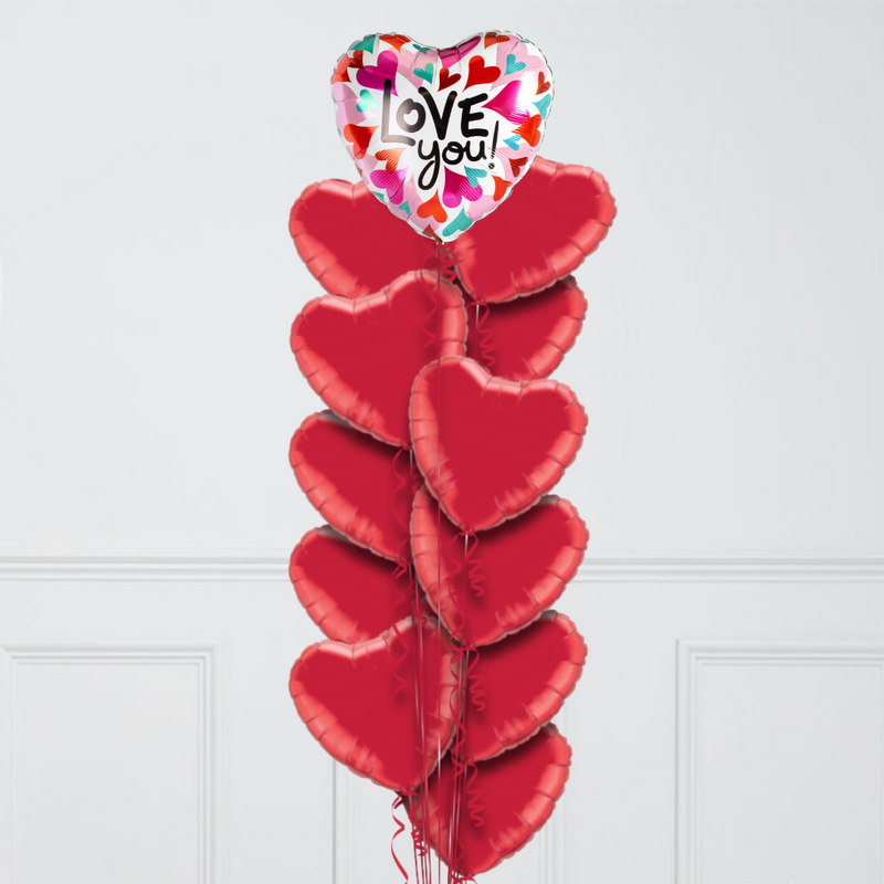 Love You Abstract Print Inflated Foil Balloon Bunch