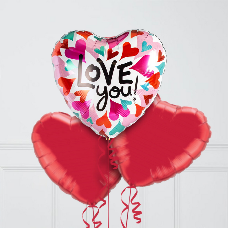 Love You Abstract Print Inflated Foil Balloon Bunch