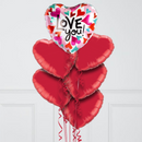 Love You Abstract Print Inflated Foil Balloon Bunch