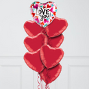 Love You Abstract Print Inflated Foil Balloon Bunch