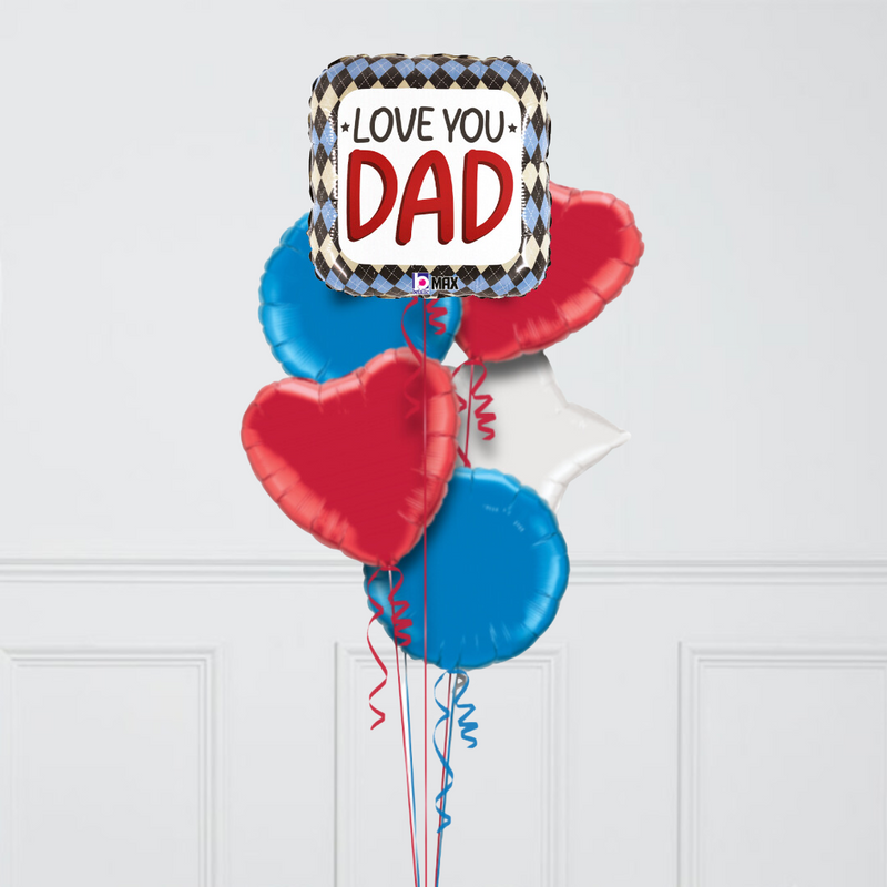 Love You Dad Happy Father's Day Inflated Foil Balloon Bunch