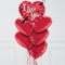 Love You Pinks Hearts Inflated Foil Balloon Bunch