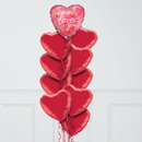 Love You Pinks Hearts Inflated Foil Balloon Bunch