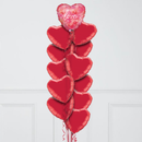 Love You Pinks Hearts Inflated Foil Balloon Bunch