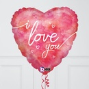 Love You Pinks Hearts Inflated Foil Balloon Bunch