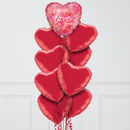 Love You Pinks Hearts Inflated Foil Balloon Bunch