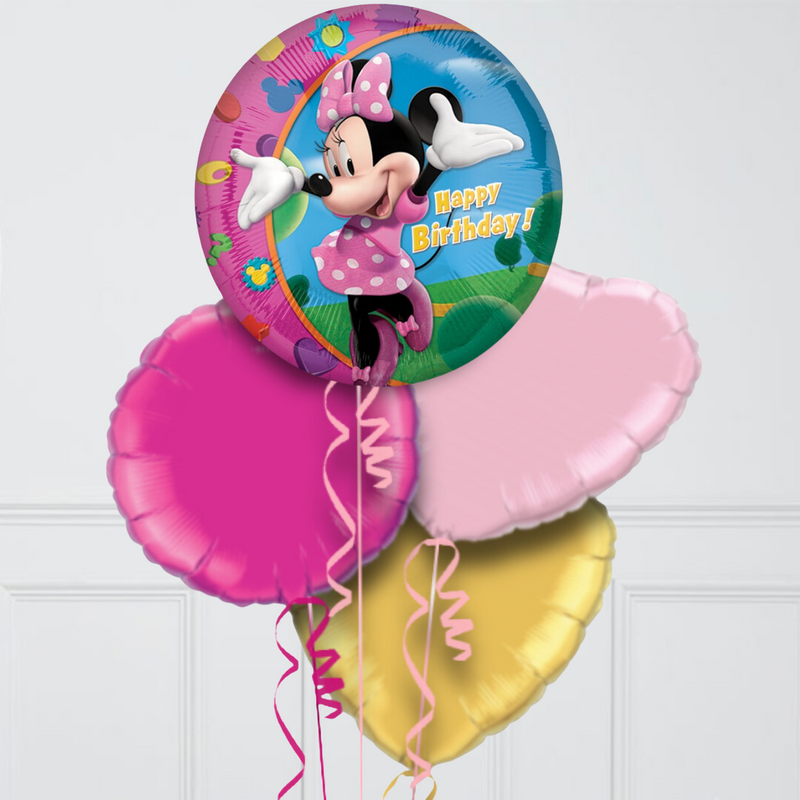 Loved Up Minnie Mouse Happy Birthday Inflated Balloon Bunch