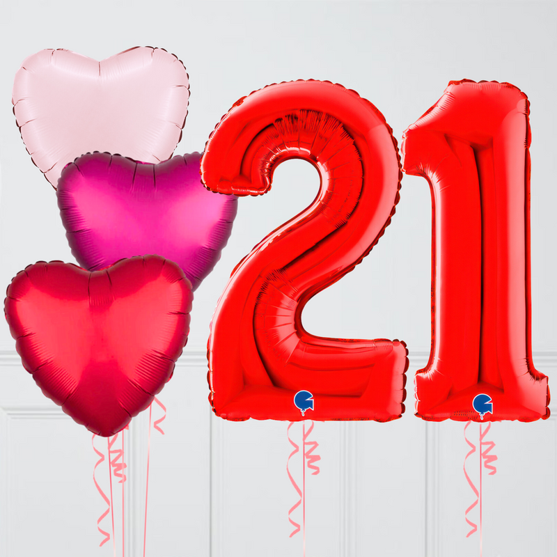 Inflated Loved Up Red Birthday Balloon Numbers