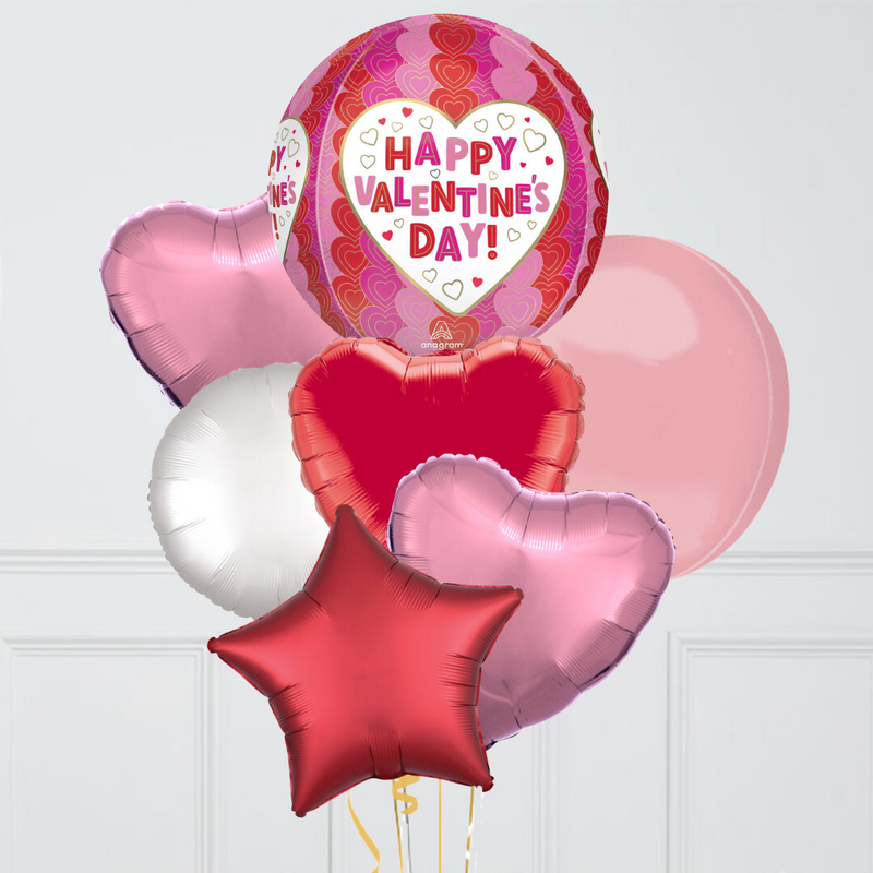 Loved Up Valentine's Day Inflated Big Balloon Bunch