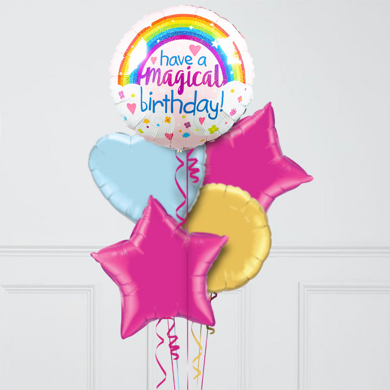 Magical Birthday Inflated Foil Balloon Bunch