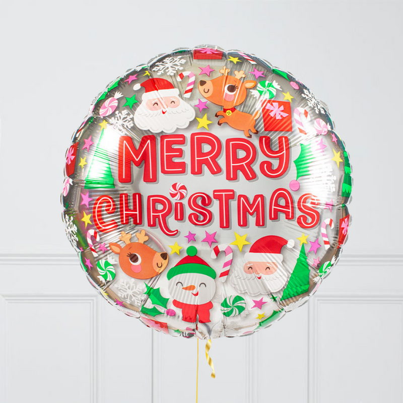 Merry Christmas Buddies Inflated Foil Balloon Bunch