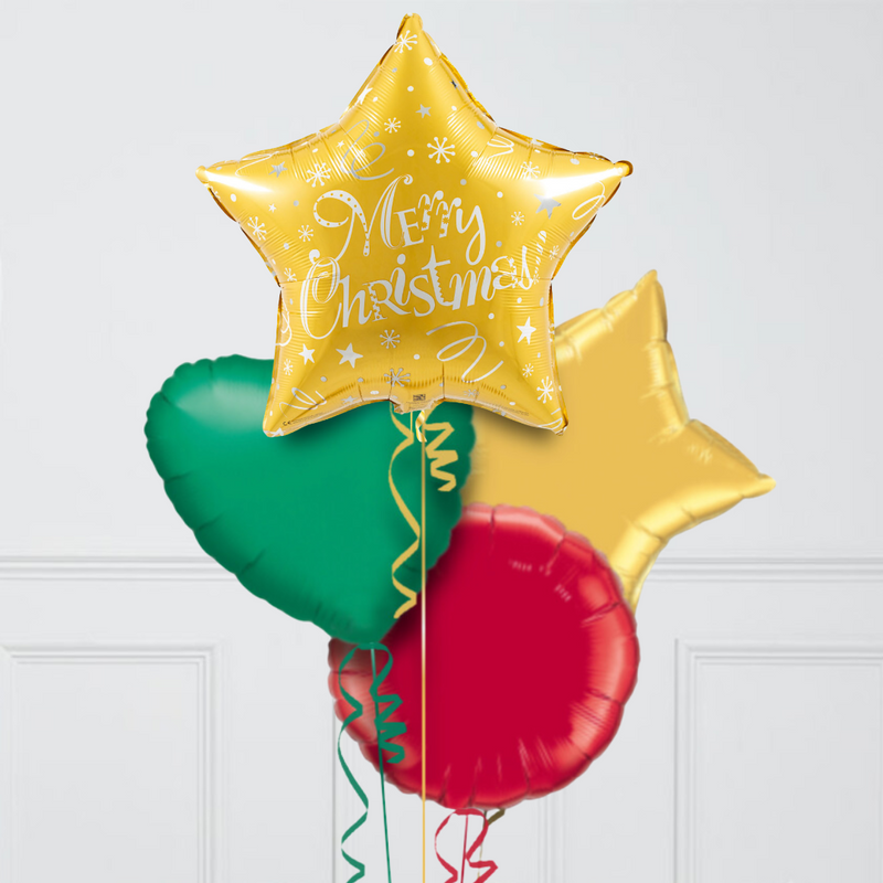 Merry Christmas Golden Inflated Foil Christmas Balloons