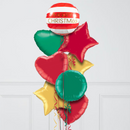 Merry Christmas Striped Inflated Foil Balloon Bunch