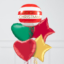 Merry Christmas Striped Inflated Foil Balloon Bunch