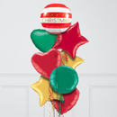 Merry Christmas Striped Inflated Foil Balloon Bunch