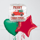 Merry Christmas Truck Inflated Foil Balloon Bunch