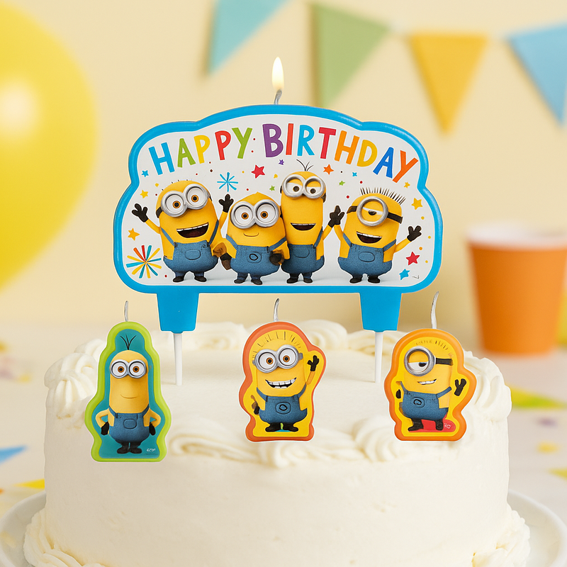 Minions Happy Birthday Candle Set – (4 Candles)