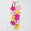 Mother's Day Watercolour Satin Hearts Inflated Foil Balloon Bunch