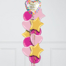 Mother's Day Watercolour Satin Hearts Inflated Foil Balloon Bunch