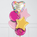 Mother's Day Watercolour Satin Hearts Inflated Foil Balloon Bunch