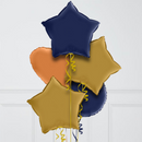 Navy Stars Inflated Foil Balloon Bunch