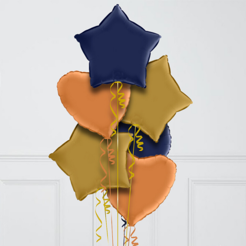 Navy Stars Inflated Foil Balloon Bunch