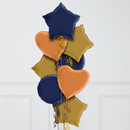 Navy Stars Inflated Foil Balloon Bunch