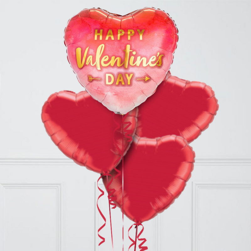 Ombre Arrow Valentine's Day Hearts Inflated Foil Balloon Bunch