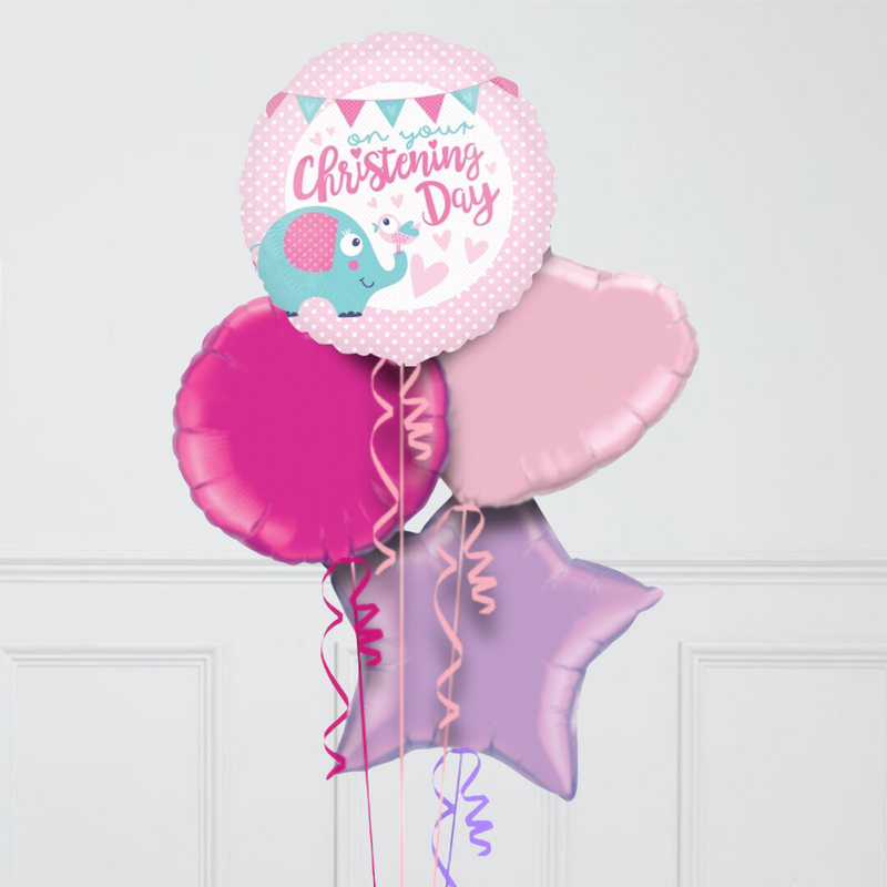 On Your Christening Day Inflated Foil Balloon Bunch