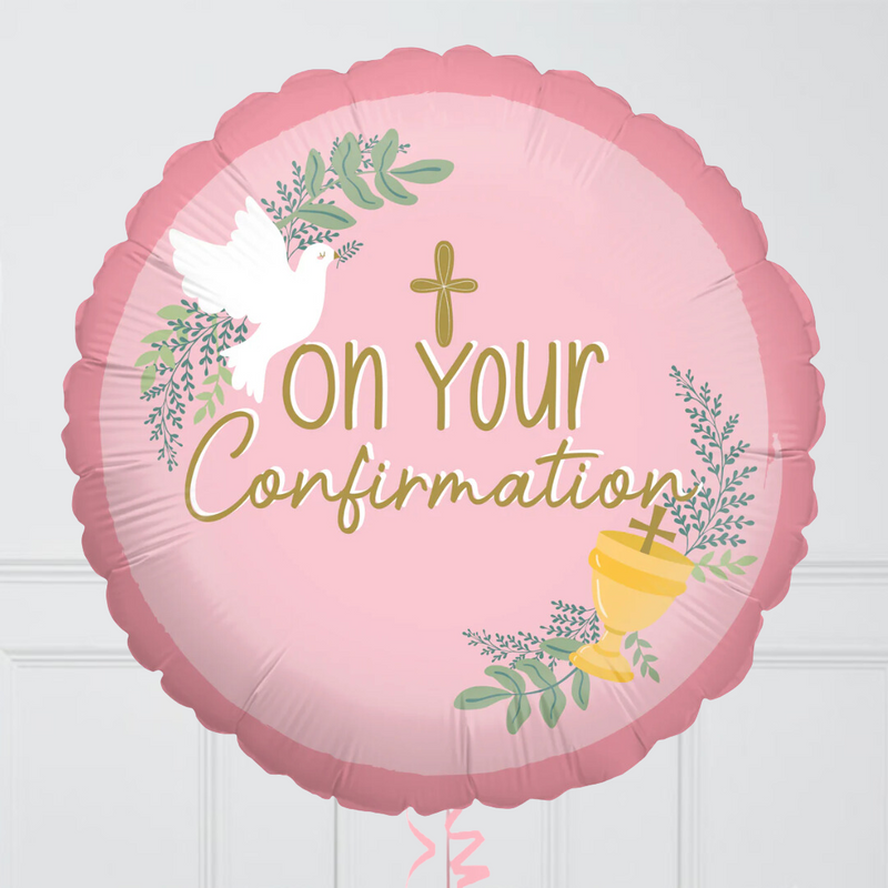 On Your Confirmation Baby Pink Inflated Foil Balloon Bunch